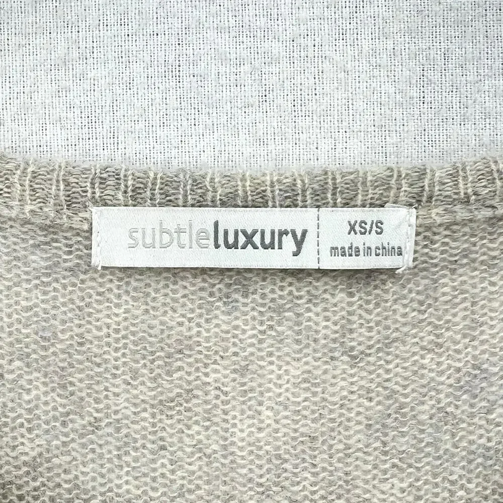 SUBTLE LUXURY Poncho Cashmere Sweater Womens XS Small Heather Gray Multi Stripe - Picture 8 of 13